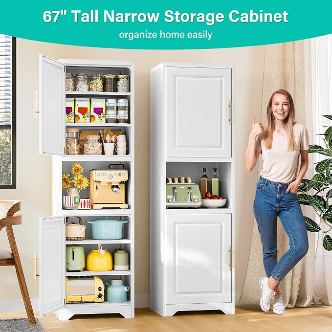 SISESOL 67" Tall Narrow Storage Cabinet - Image 2