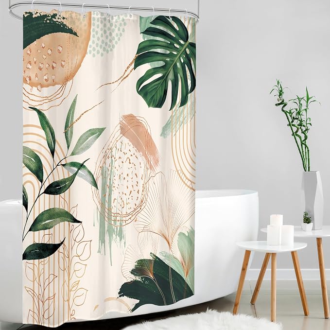 Boho Shower Curtain 48Wx72H Small Stall Narrow Abstract Mid Century Tropical - Image 3