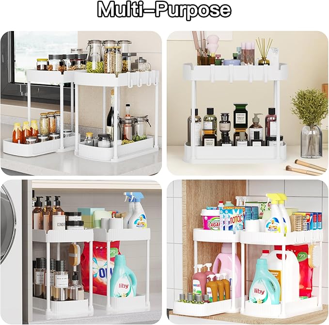 2 Pack Multi-Purpose Pull-Out Storage Organizers, Under Sink Organizers and - Image 6