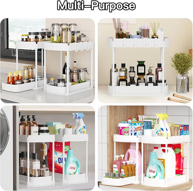 2 Pack Multi-Purpose Pull-Out Storage Organizers, Under Sink & Cabinet Storage - Image 6