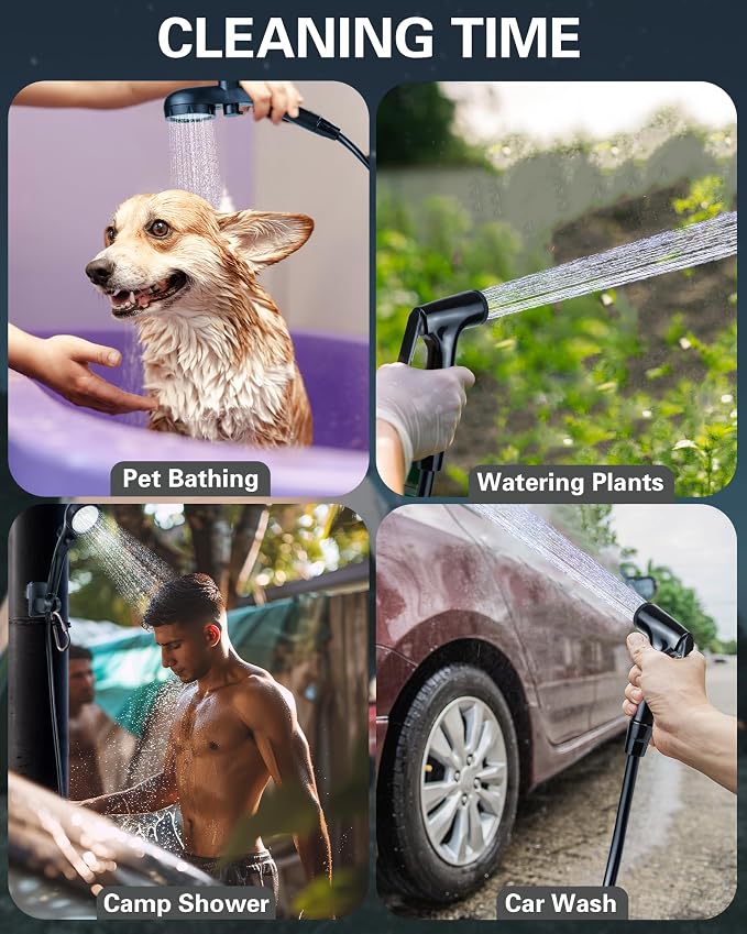 Beviliu Portable Shower for Camping, 6000mAh Rechargeable Camping Shower - Image 7