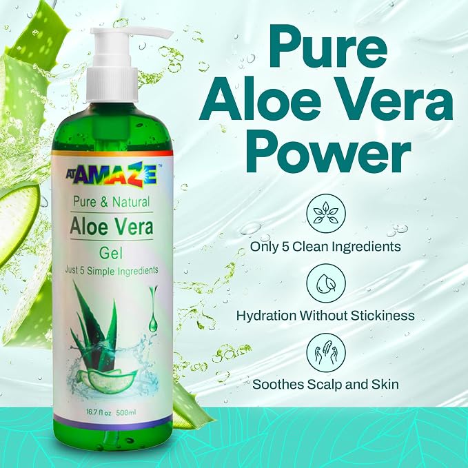 500 ml Pure Aloe Vera Gel for Hair and Skin, Hydrating & Non-Sticky, Soothes - Image 2
