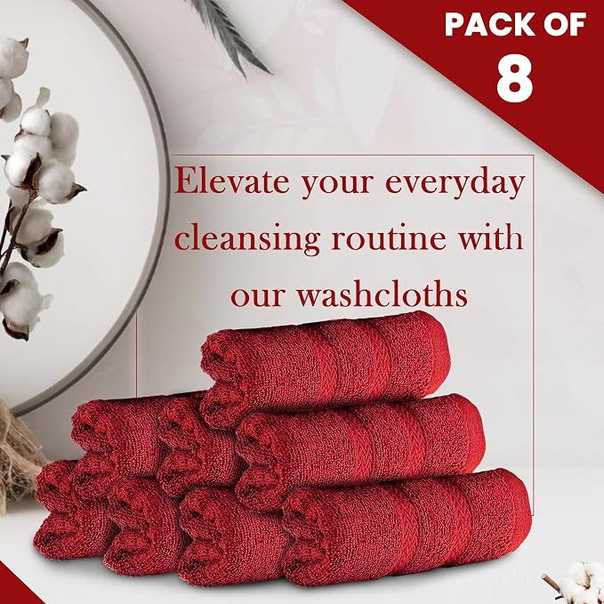 HALLEY Turkish 8 Pack Premium Washcloths 650 GSM Highly Absorbent Super Soft - Image 2
