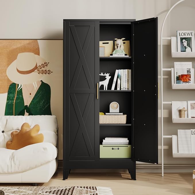 61" H Metal Kitchen Pantry Storage Cabinet, Freestanding Cupboard - Image 9