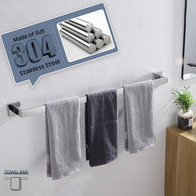 KOKOSIRI 32-Inch Single Towel Bar, Bathroom Kitchen Towel Holder, Wall Mounted - Image 6