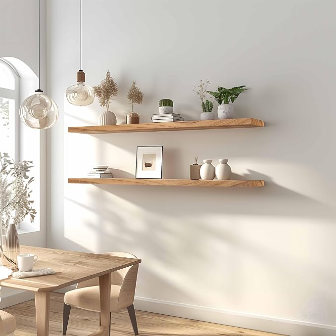 48 Inch Floating Shelves for Wall Rustic Light Wood Wall Shelves for Bedroom - Image 4