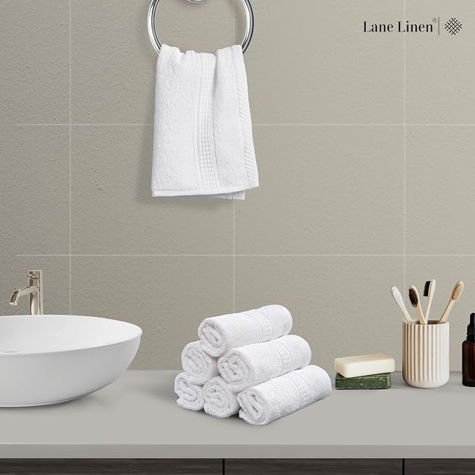 LANE LINEN 12 PC Wash Cloths Bathroom Set -100% Cotton Highly Absorbent - Image 2
