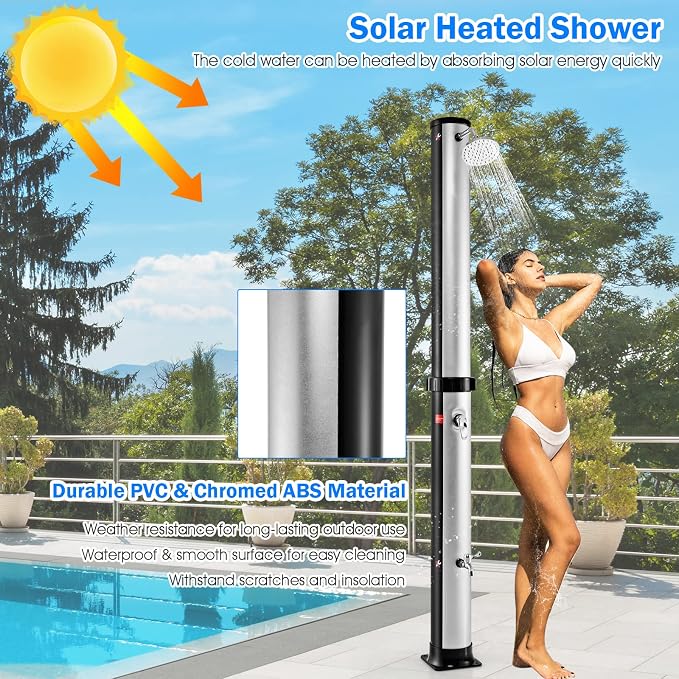 Giantex 7.2 FT 10 Gallon 2-Section Solar-Heated Outdoor Shower, Pool Shower - Image 6