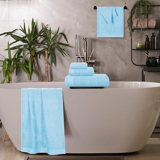 Ultra Soft 6 Pack Cotton Towel Set, Contains 2 Bath Towels 28x55 inch, 2 Hand - Image 5