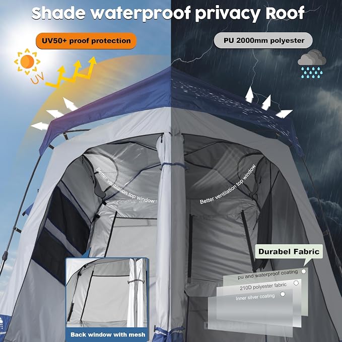 Camping Shower Tent Deluxe Changing Room Easy Set Up Privacy Shelter, Large - Image 5
