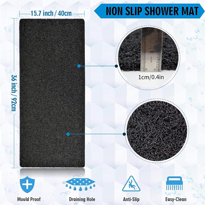 godehone Shower Mats Non Slip Without Suction Cups, PVC Loofah Bathroom Mats - Image 2