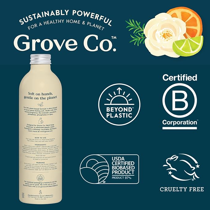 Grove Co. Hydrating Gel Hand Soap Refills Plastic-Free Liquid Hands Cleaner - Image 7