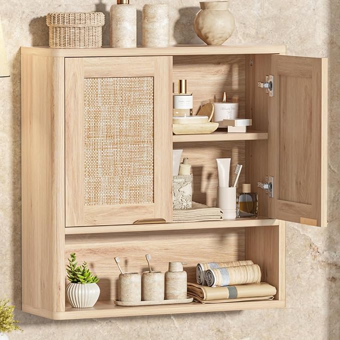 LEYAOYAO Rattan Bathroom Wall Cabinet, Boho Medicine Cabinet by LEYAOYAO-Findtheshiningpointofyourideallife%EF%BC%81