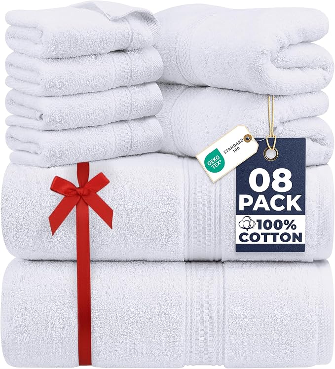 Utopia Towels 8 Piece Luxury Towel Set – Majestic Plush, Super Absorbent & by UTOPIATOWELS