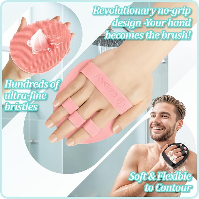 Soft Silicone Bath Glove & Face Scrubber Set 2PCS, 360° Anti-Slip & Hand-fit - Image 7