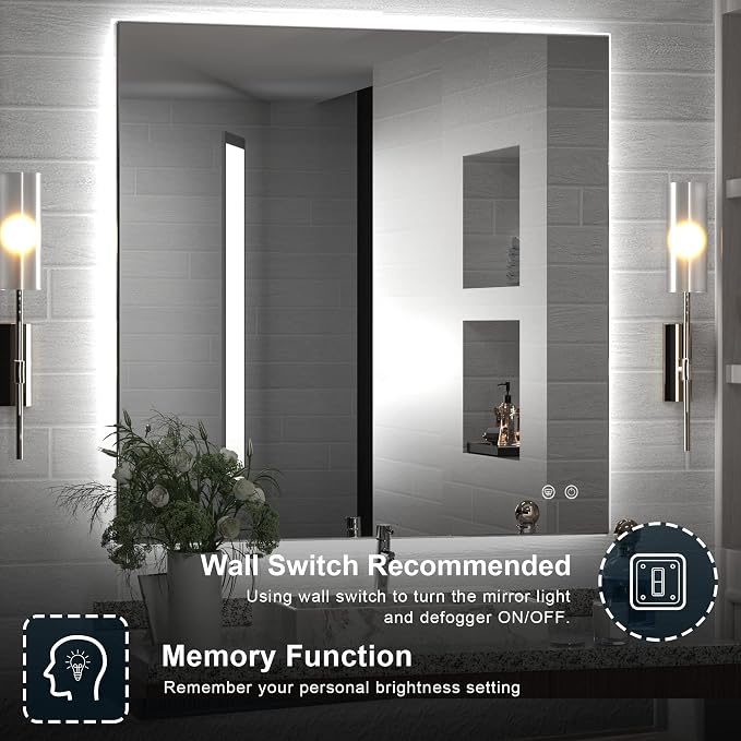 TETOTE 36x36Inch LED Backlit Bathroom Mirror - Image 7