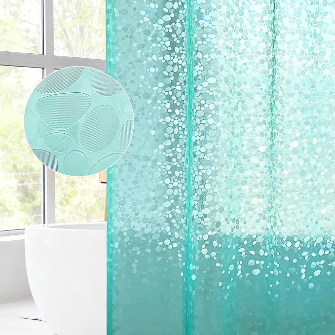 WELTRXE 8G EVA Clear Teal Shower Curtain - Image 7