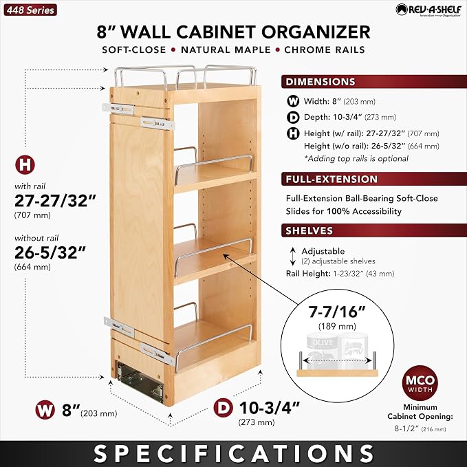 Rev-A-Shelf 8" Pull Out Shelf Organizer - Image 3
