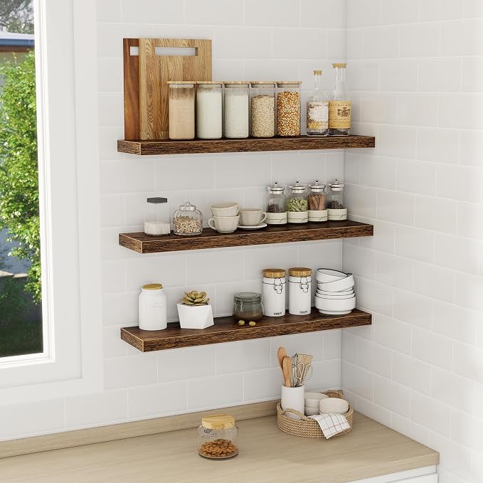 Floating Shelves Wall Shelf 30 Inch Long, Rustic Wood Bathroom Shelves 30 Inch - Image 2