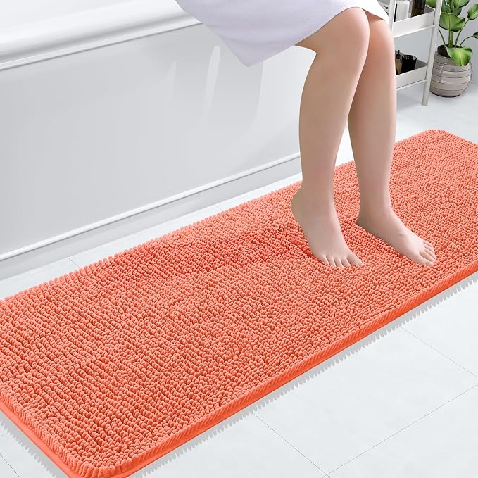 OLANLY Bathroom Rugs 59x20, Extra Soft Absorbent Chenille Bath Rugs, Rubber by OLANLY