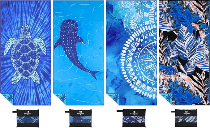 4 Pack Microfiber Lightweight Thin Beach Towel Sand Free Quick Dry Super by Yongoesbeachtowel