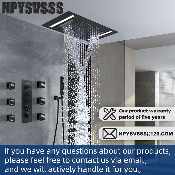 Multi Full Body Thermostatic Luxury Spa Shower System And 14x20 Inch LED 4 - Image 7