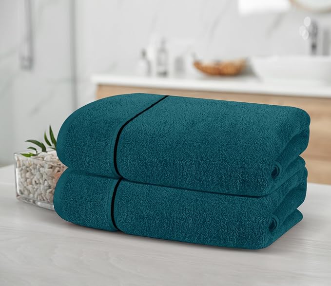 MyOwn Cotton 2 Pack Oversized Bath Towel Set 28x55 inches, Large Bath Towels - Image 3