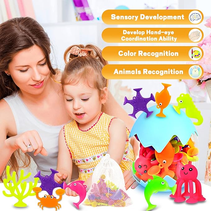 Suction Bath Toys for Kids, No Hole Mold Free Bath Toy, Sensory Window Building - Image 3