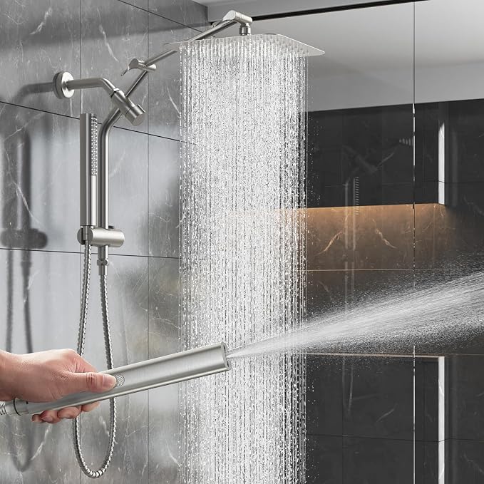 Veken 10" Luxurious Brushed Nickel All Metal Rain Shower Head by Veken