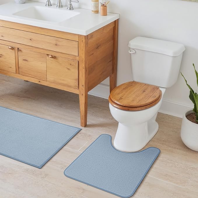 GRANNY SAYS Blue Bathroom Rugs, Soft Chenille Bathroom Mat, Absorbent Bath Mats - Image 7