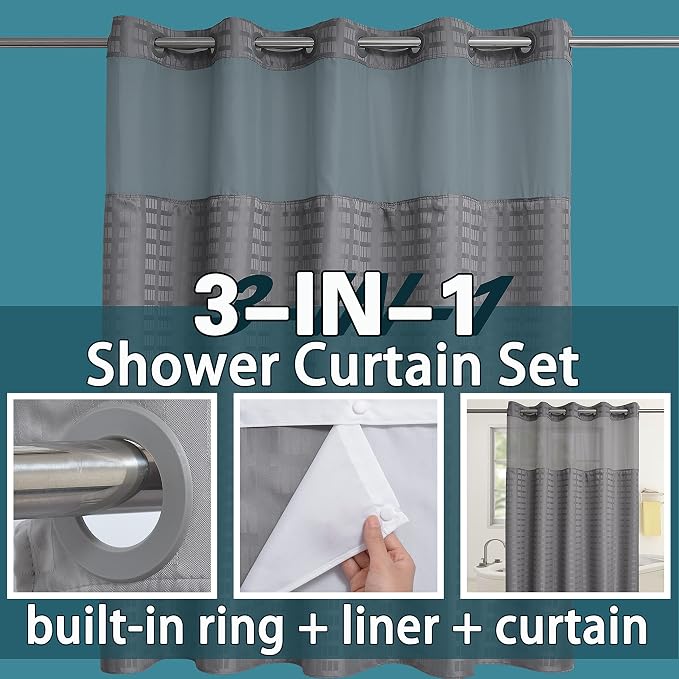 Conbo Mio Extra Long No Hook Shower Curtain - Image 3