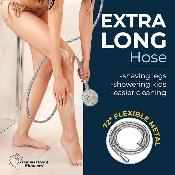 HammerHead Showers Dual Shower Head Combo, 8-Inch Rainfall & 3-Flow Handheld - Image 6