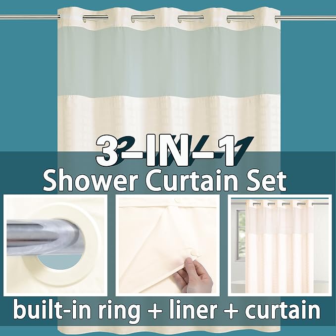 Conbo Mio Extra Long No Hook Shower Curtain - Image 3