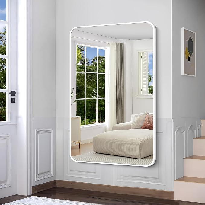 BONEWEI White Bathroom Mirror, 55x36 inch Wall Mirror - Image 6