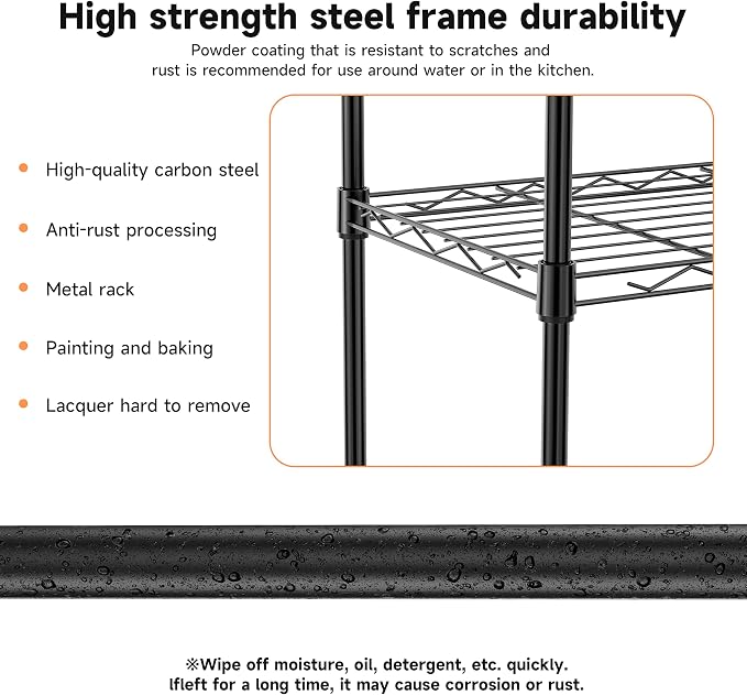 IZEUK 5 Tier Metal Wire Shelf Unit, Living Room or Laundry Room, 17.7" W x - Image 7