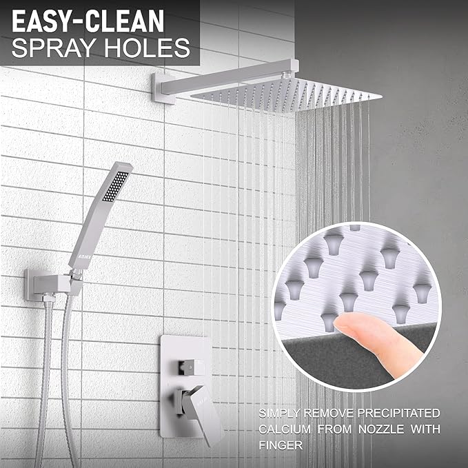 KOJOX Shower System with High Pressure 12 Inch Rainfall Shower Head, Handheld - Image 2
