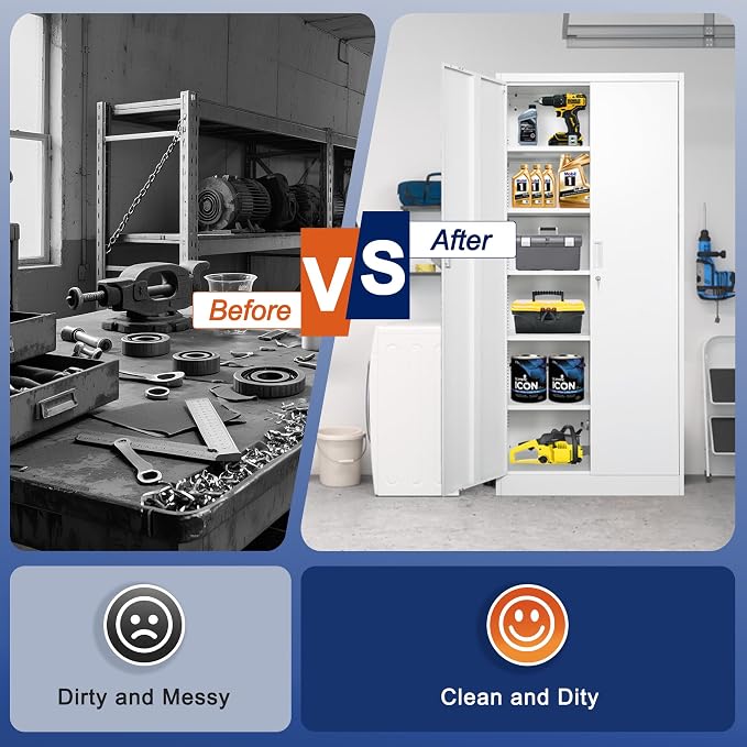 Metal Storage Cabinet, 71 Inch Tall Metal Storage Cabinet - Image 8