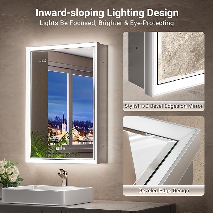 48x30 Beveled Lighted Medicine Cabinet - Image 3