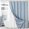 3 in 1 Shower Curtain Set, Fog Blue Waffle Shower Curtain and PEVA Liner Set by Unknown