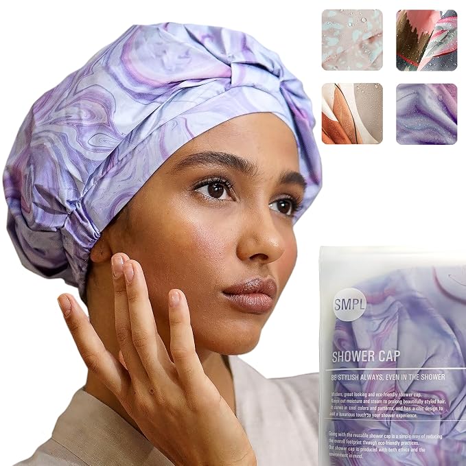 Reusable Shower Cap for Women Reusable Waterproof – Leakproof, Nonslip Hair Cap by SMPLobjects
