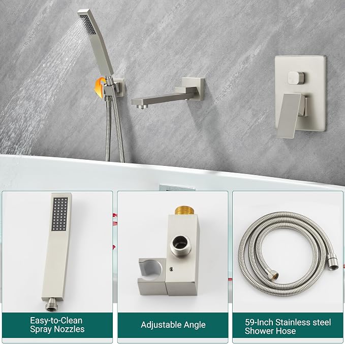 DASAN Swiveling Wall Mount Tub Filler Faucet Set - Image 3