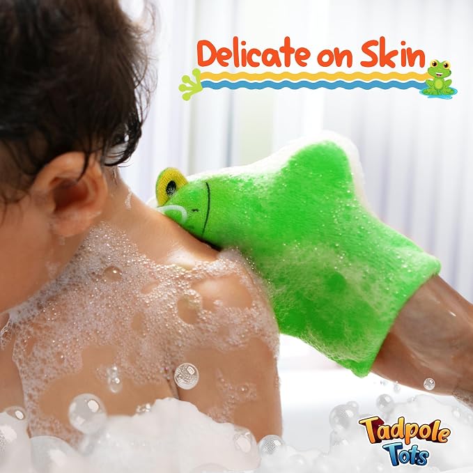Baby Bath Set – Soft & Durable Frog-Themed Loofah Scrubber Kit – Cute Cartoon - Image 6
