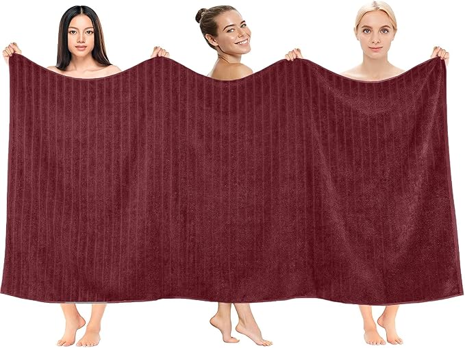 DAN RIVER Pack of 2 Bath Sheet 35x70 Inches, Ribbed Jumbo Bath Towels, Soft and - Image 4