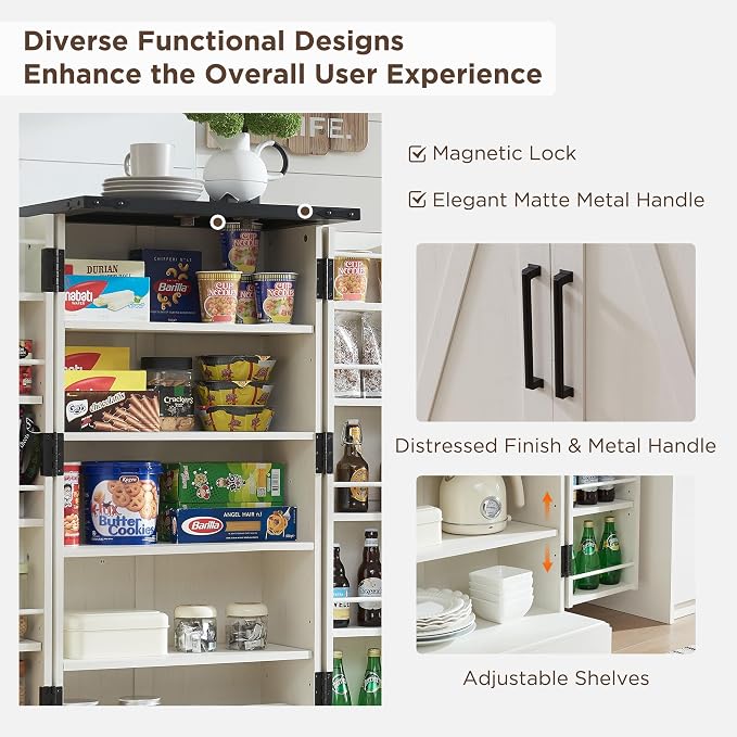 ACCOHOHO 47" Kitchen Pantry, Farmhouse Storage Cabinet - Image 6