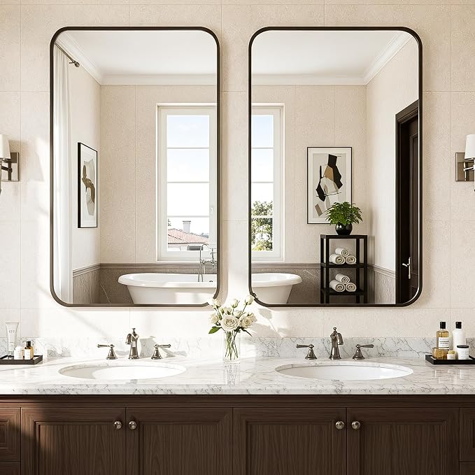 Antok 2-Pack Bathroom Mirrors, Decorative Mirror Vanity Mirror Aluminum Alloy - Image 2