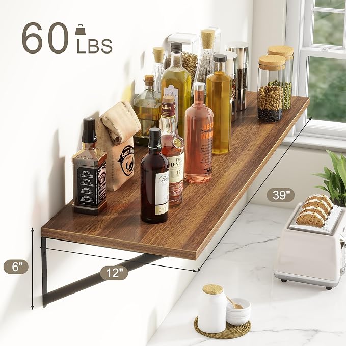 Fun Memories 40 Inch Floating Shelves, 12 Inch Deep Wall Shelf, 40 x 12 - Image 3