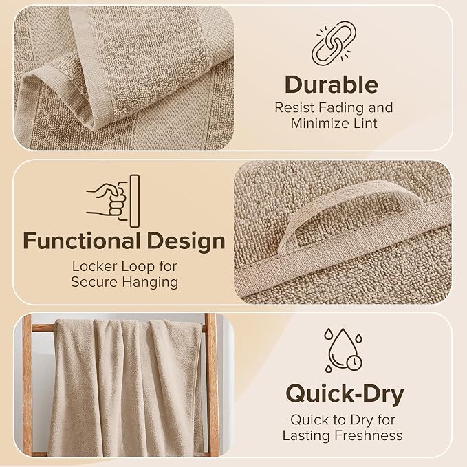 Comfort Spaces Turkish Bathroom Towel Set 6 Piece Luxury Bath Towel Set 2 Hand - Image 6