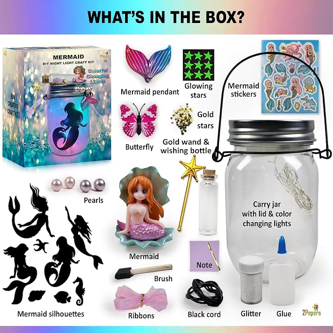Make Your Own Mermaid Toy Night Light Lantern Jar Arts & Crafts - Image 3