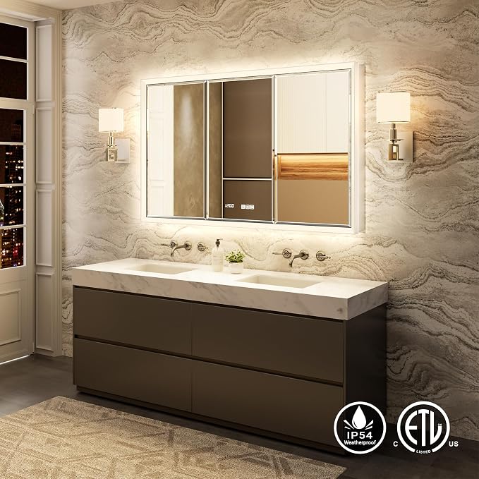 60x30 Beveled Lighted Medicine Cabinet - Image 8