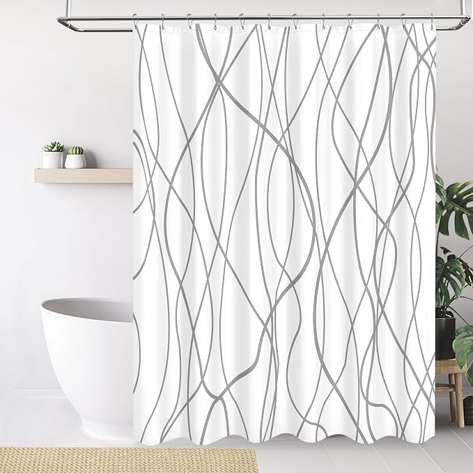Tititex Morden 140gms Faux Linen Fabric Bath Shower Curtain Set Textured Fabric - Image 7